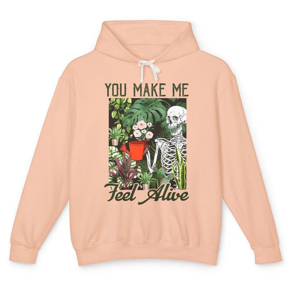 Make Me Feel Alive Skeleton Plant Flower Botanical Garden Unisex Lightweight Hoodie