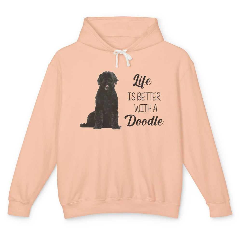 Black Labradoodle Life Is Better With A Doodle Dog Mom Gift Unisex Lightweight Hoodie