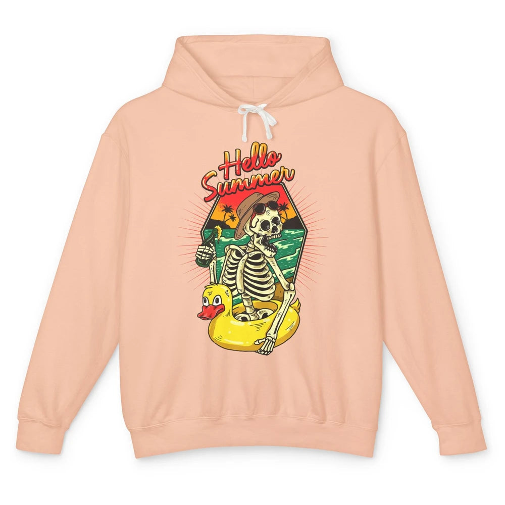 Summer Vibes Skeleton Funny Skeleton On Beach Sunset Unisex Lightweight Hoodie