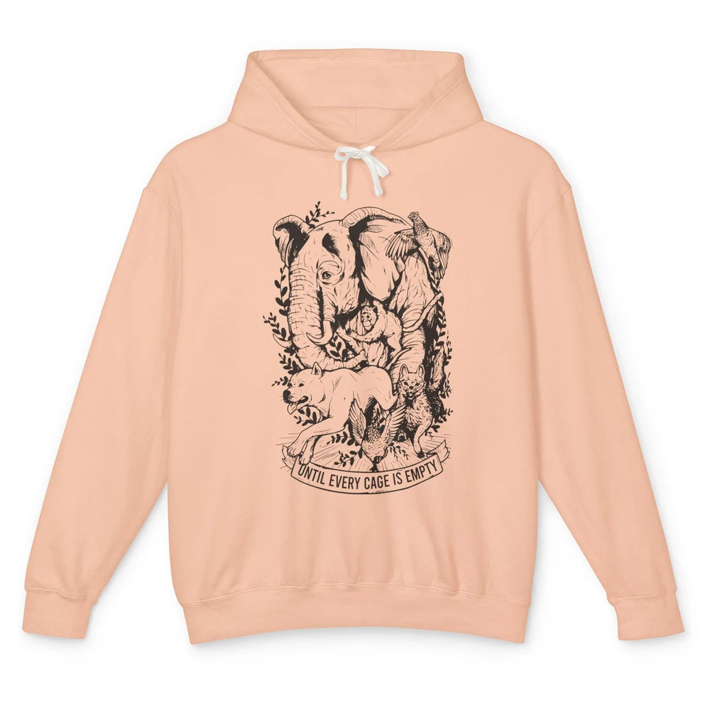 Until Every Cage Empty Farm Animal Rights Vegan Vegetarian Unisex Lightweight Hoodie