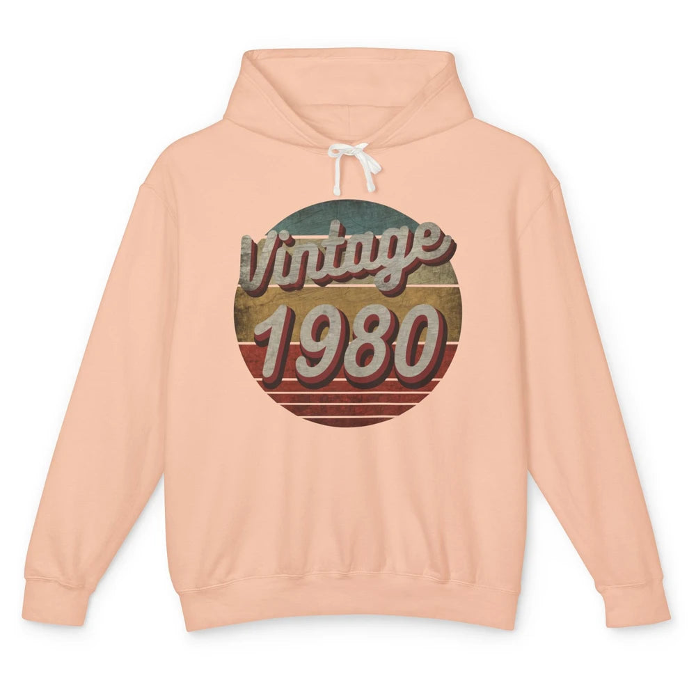 Retro Vintage 1980 Men Women Birthday Gift Born In 1980s Unisex Lightweight Hoodie