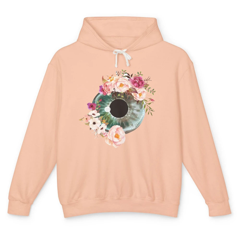 Floral Eyeball Optometrist Eye Anatomy Ophthalmology Tech Unisex Lightweight Hoodie