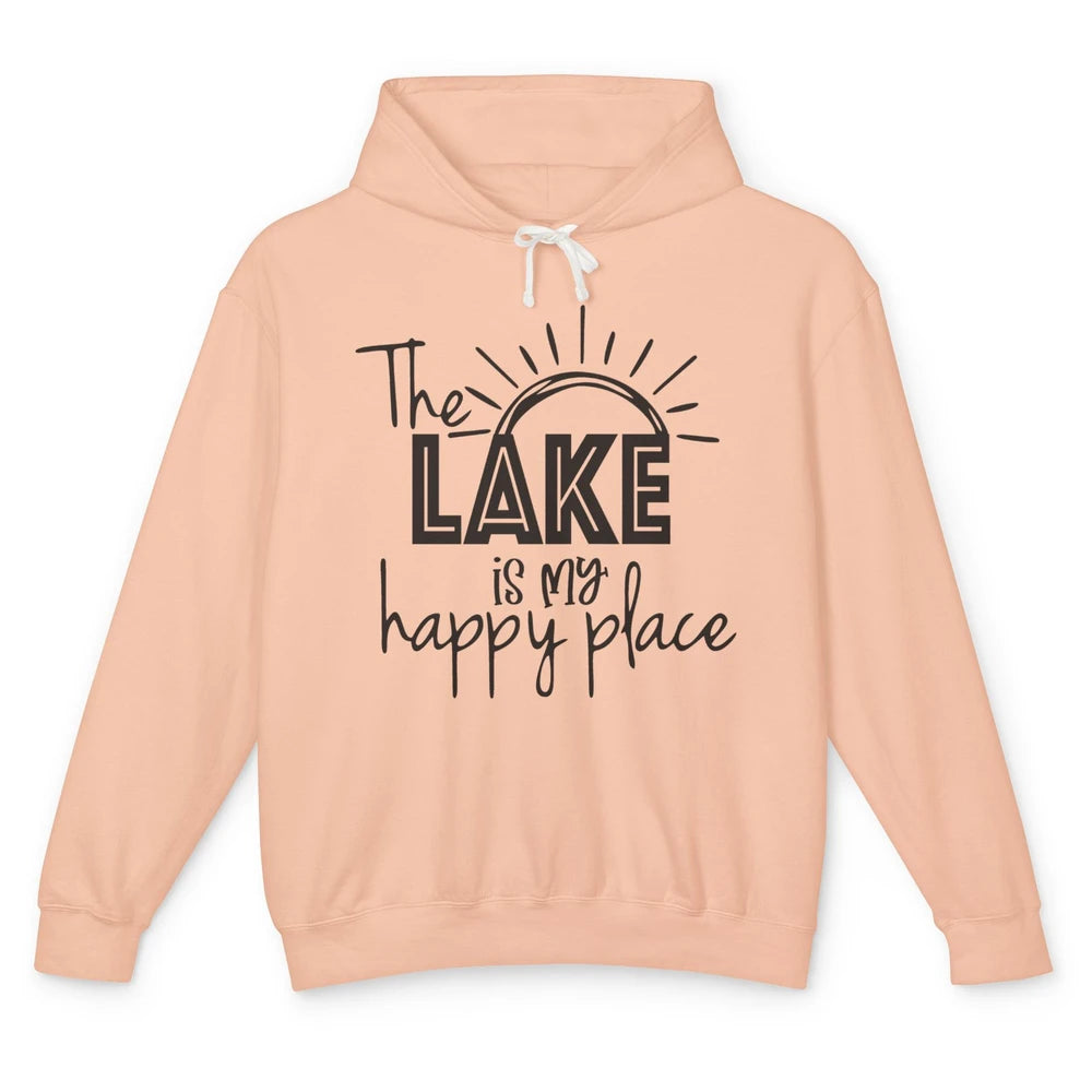 The Lake Is My Happy Place Summer Sunrays Lake Days Kayaking Unisex Lightweight Hoodie