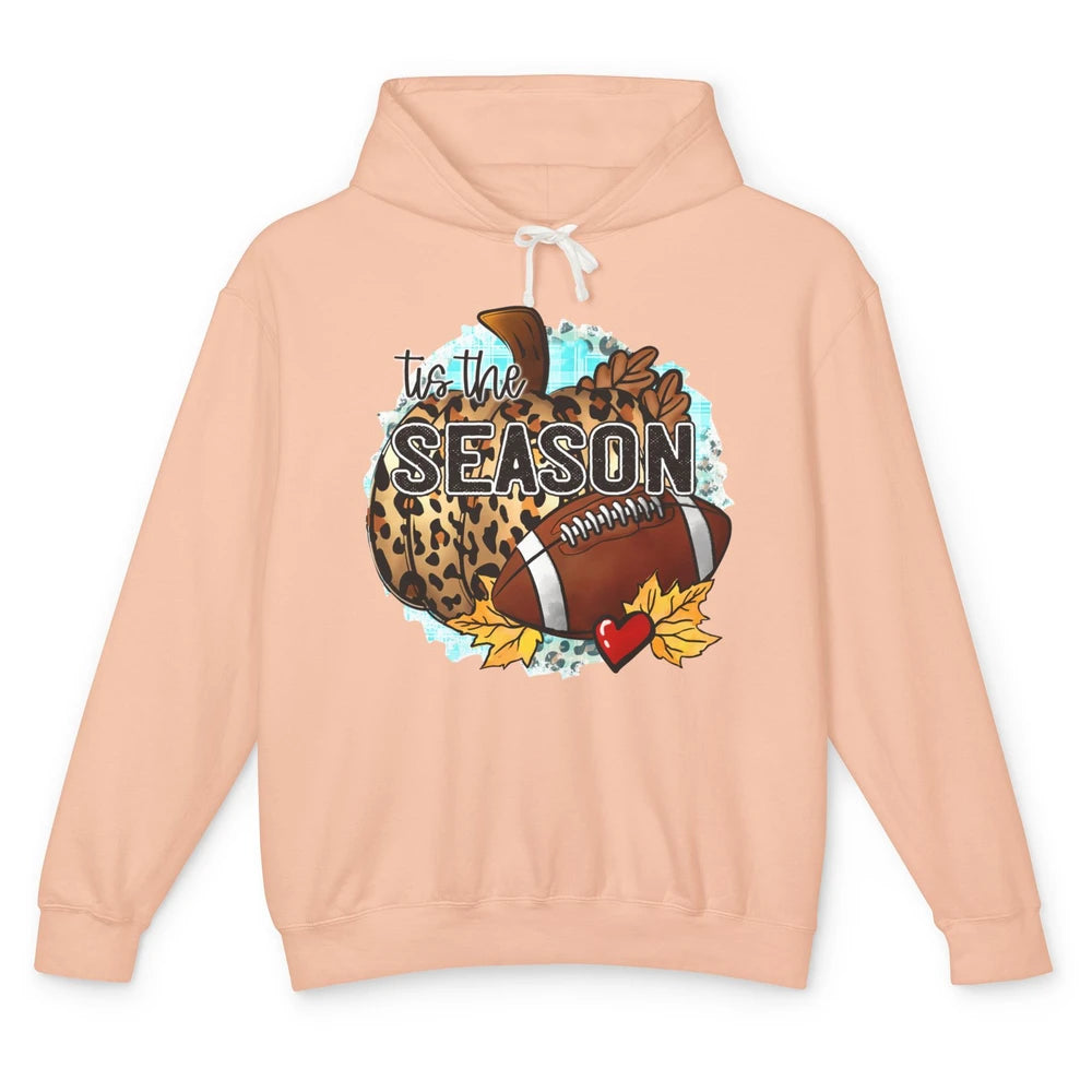 Leopard Football Pumpkin Tis The Season Fall Leaves Autumn Unisex Lightweight Hoodie