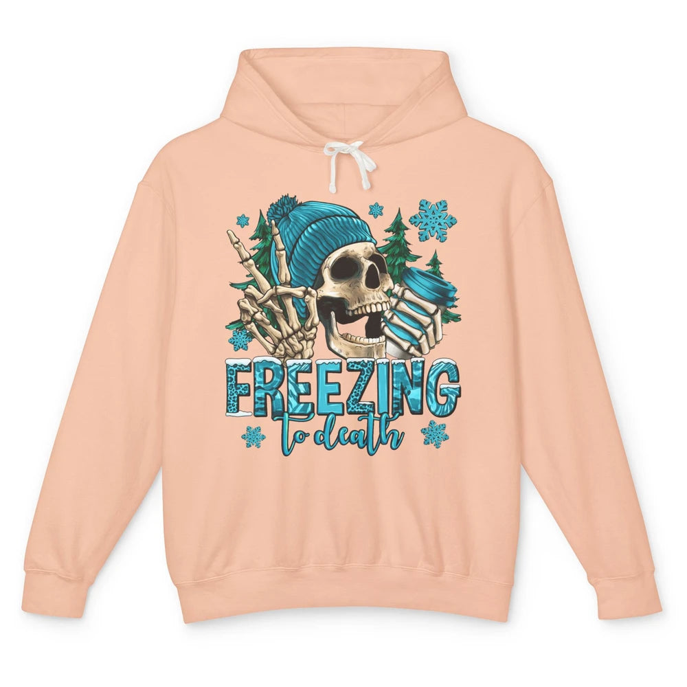 Funny Leopard Skull Freezing To Death Funny Christmas Winter Unisex Lightweight Hoodie