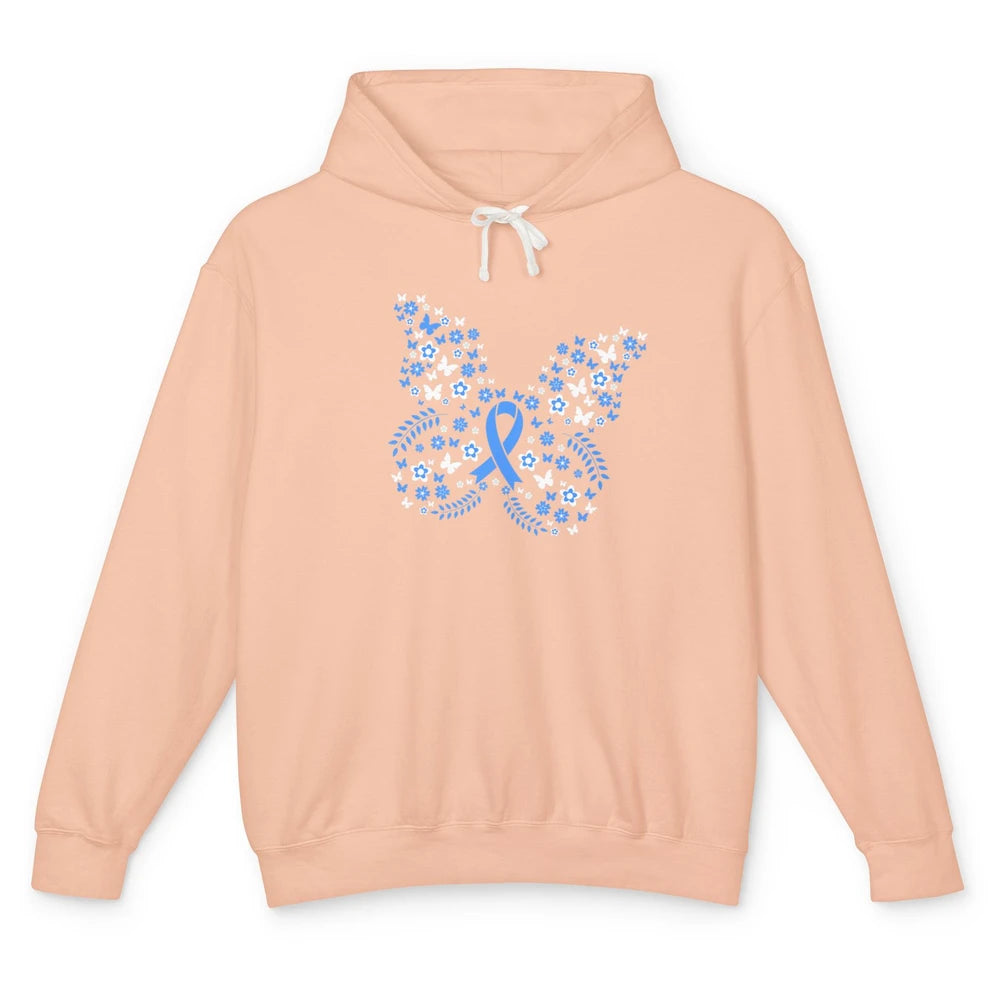 Cool Butterfly Warrior Blue Ribbon Prostate Cancer Awareness Unisex Lightweight Hoodie