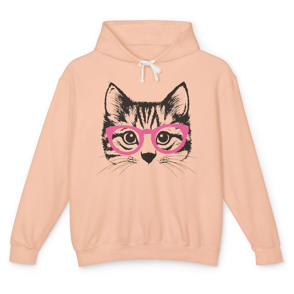 Kitten Cat Wearing Eyeglasses Optometrist Ophthalmologist Unisex Lightweight Hoodie