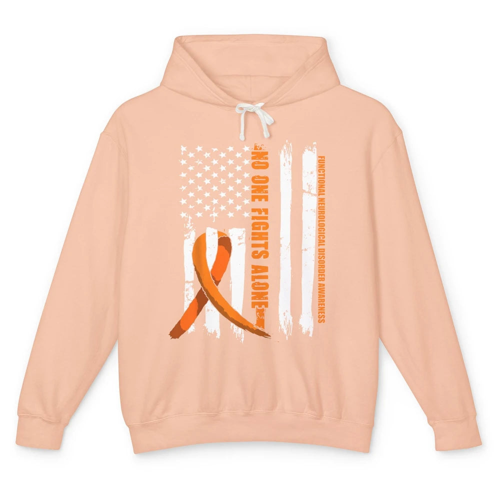 Functional Neurological Disorder FND Orange Ribbon US Flag Unisex Lightweight Hoodie