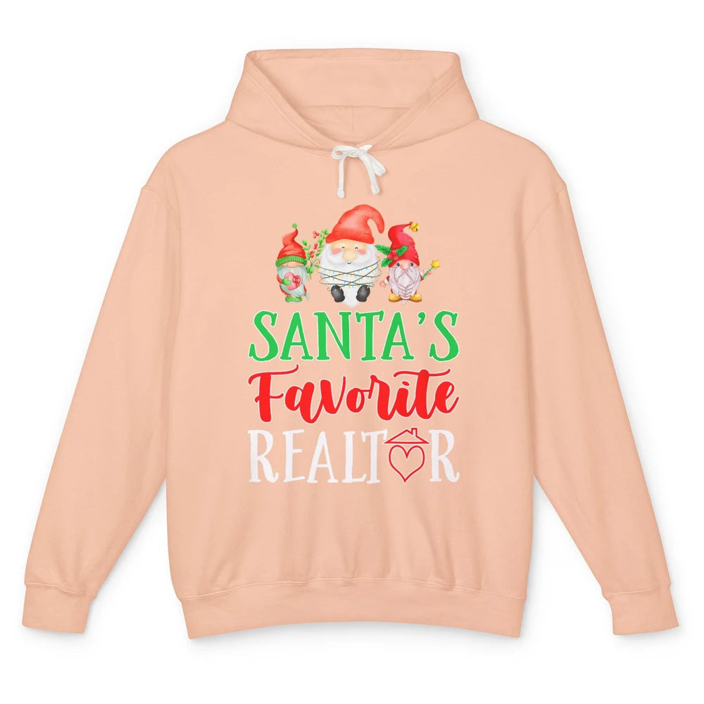 Christmas Xmas Gnomes Santa Favorite Realtor Real Estate Unisex Lightweight Hoodie