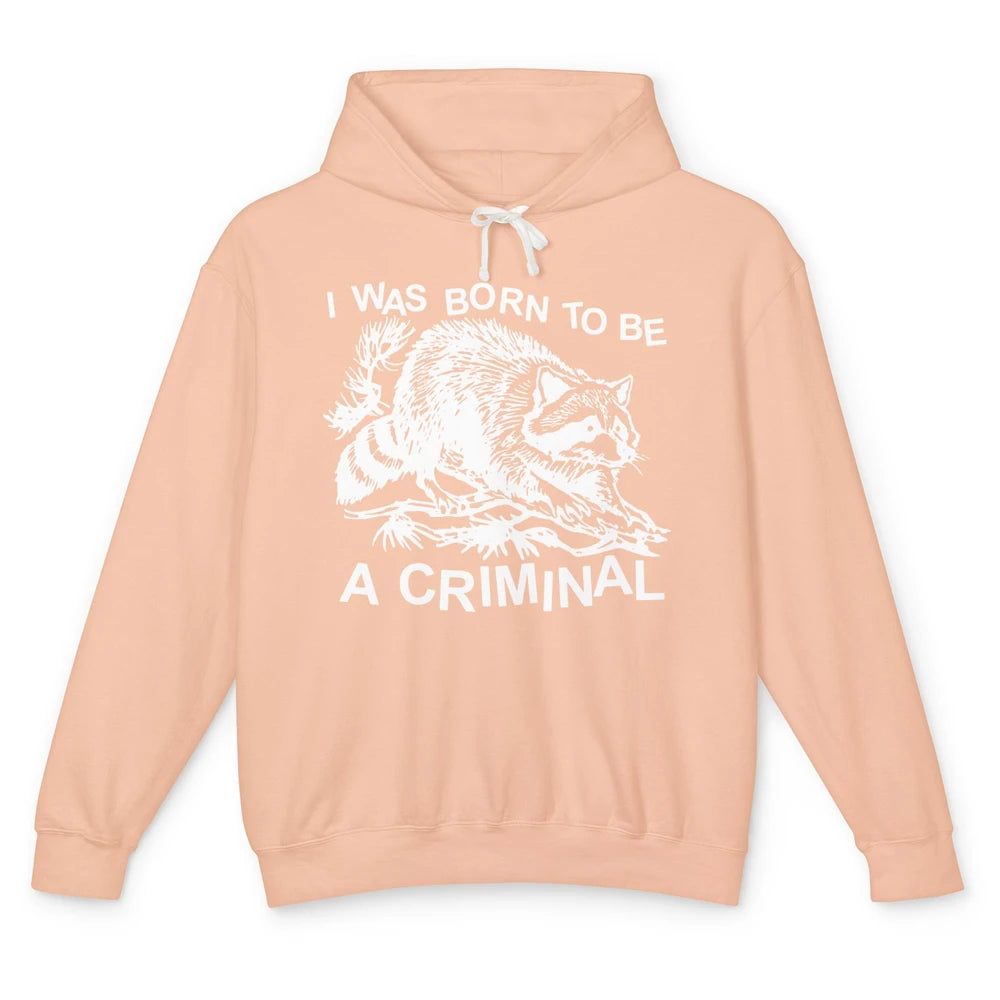 Vintage Racoon I Was Born To Be A Criminal Trashed Racoon Unisex Lightweight Hoodie