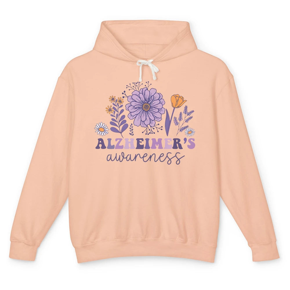 Alzheimer's Awareness Wildflower Dementia Inspirational Gift Unisex Lightweight Hoodie