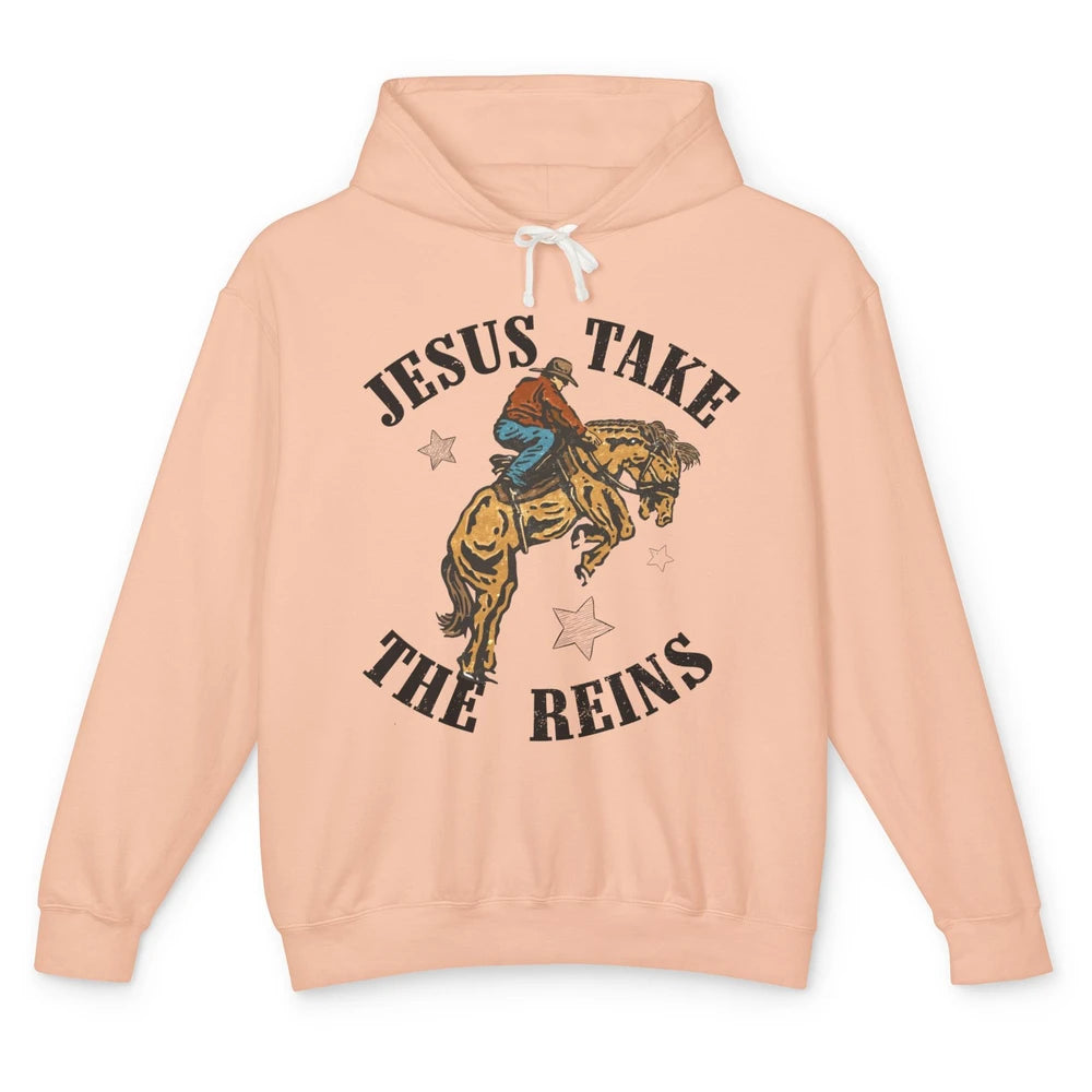 Rodeo Cowboy Horsing Jesus Take the Reins Western Country Unisex Lightweight Hoodie