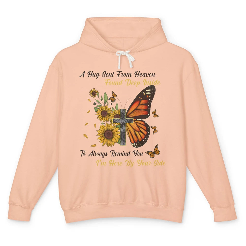 Butterfly Sunflower Jesus Cross Im By Your Side Heaven Angel Unisex Lightweight Hoodie