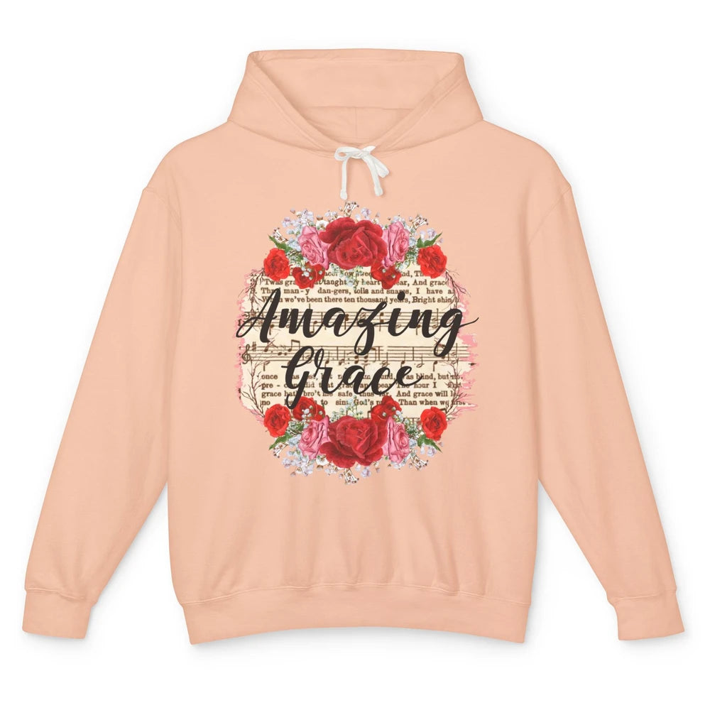 Floral Amazing Grace Jesus Lovers Christian Religious Gift Unisex Lightweight Hoodie