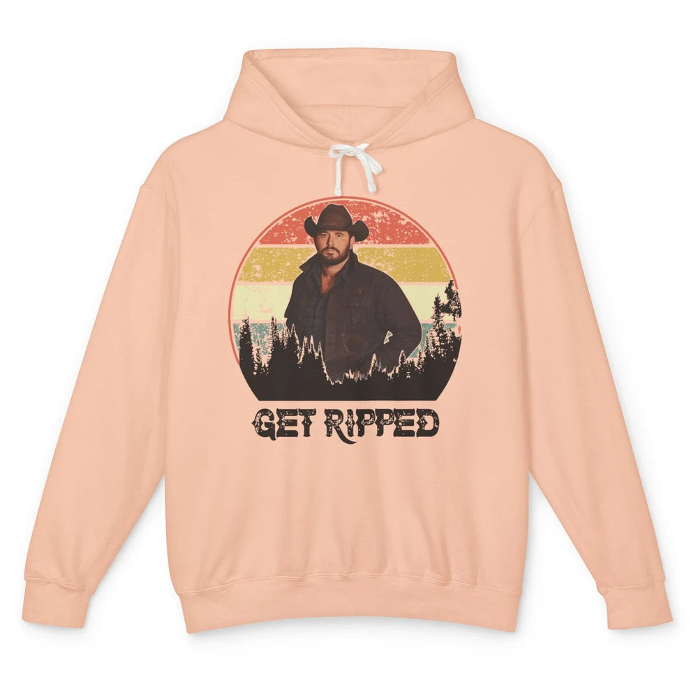 Vintage Cowboy Get Ripped Western Country Music Rodeo Dad Unisex Lightweight Hoodie