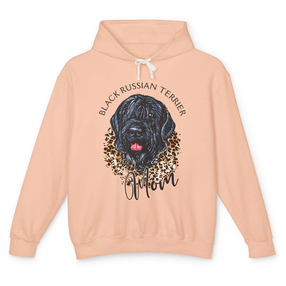 Black Russian Terrier Dog Mom Black Russian Terrier Leopard Unisex Lightweight Hoodie