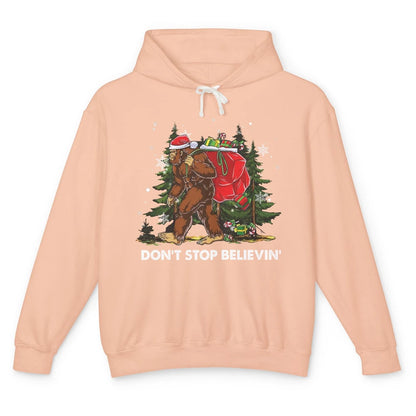 Funny Santa Bigfoot Don’t Stop Believing Christmas Tree Gift Unisex Lightweight Hoodie