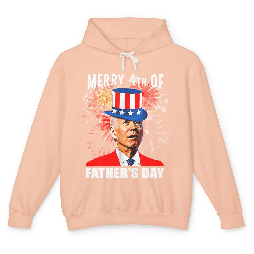 Funny Joe Biden Merry 4th Of Father's Day Fireworks Anti Joe Unisex Lightweight Hoodie