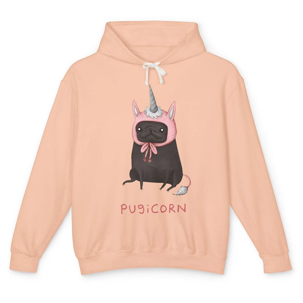 Funny Pug Unicorn Parody Costume Pug Mom Animal Humorous Unisex Lightweight Hoodie