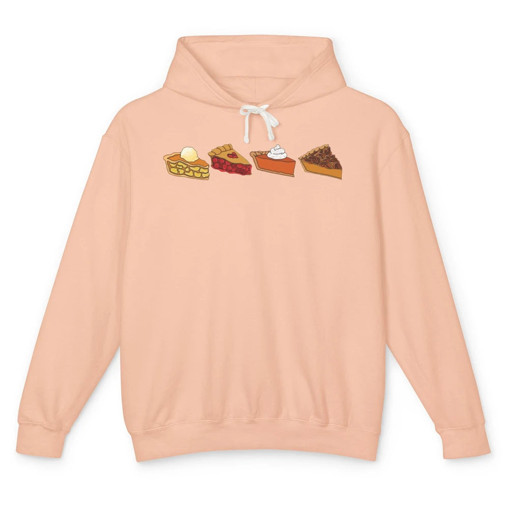 Retro Thanksgiving Pies Pumpkin Pie Pecan Pie Apple Pie Fall Unisex Lightweight Hoodie