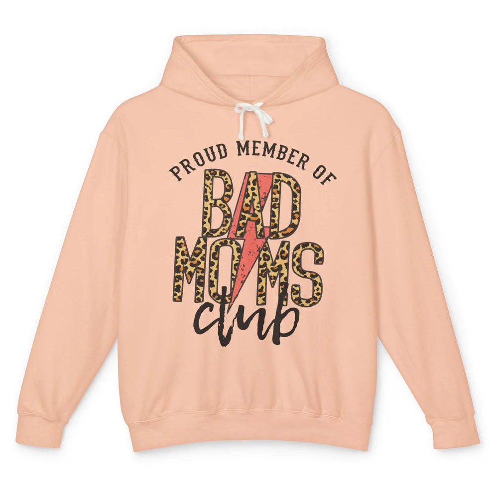 Leopard Proud Member Of Bad Moms Club Lightning Bolt Western Unisex Lightweight Hoodie