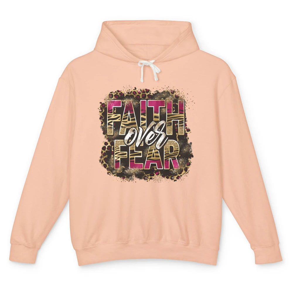 Leopard Faith Over Fear Christian Jesus Christ God Bible Unisex Lightweight Hoodie