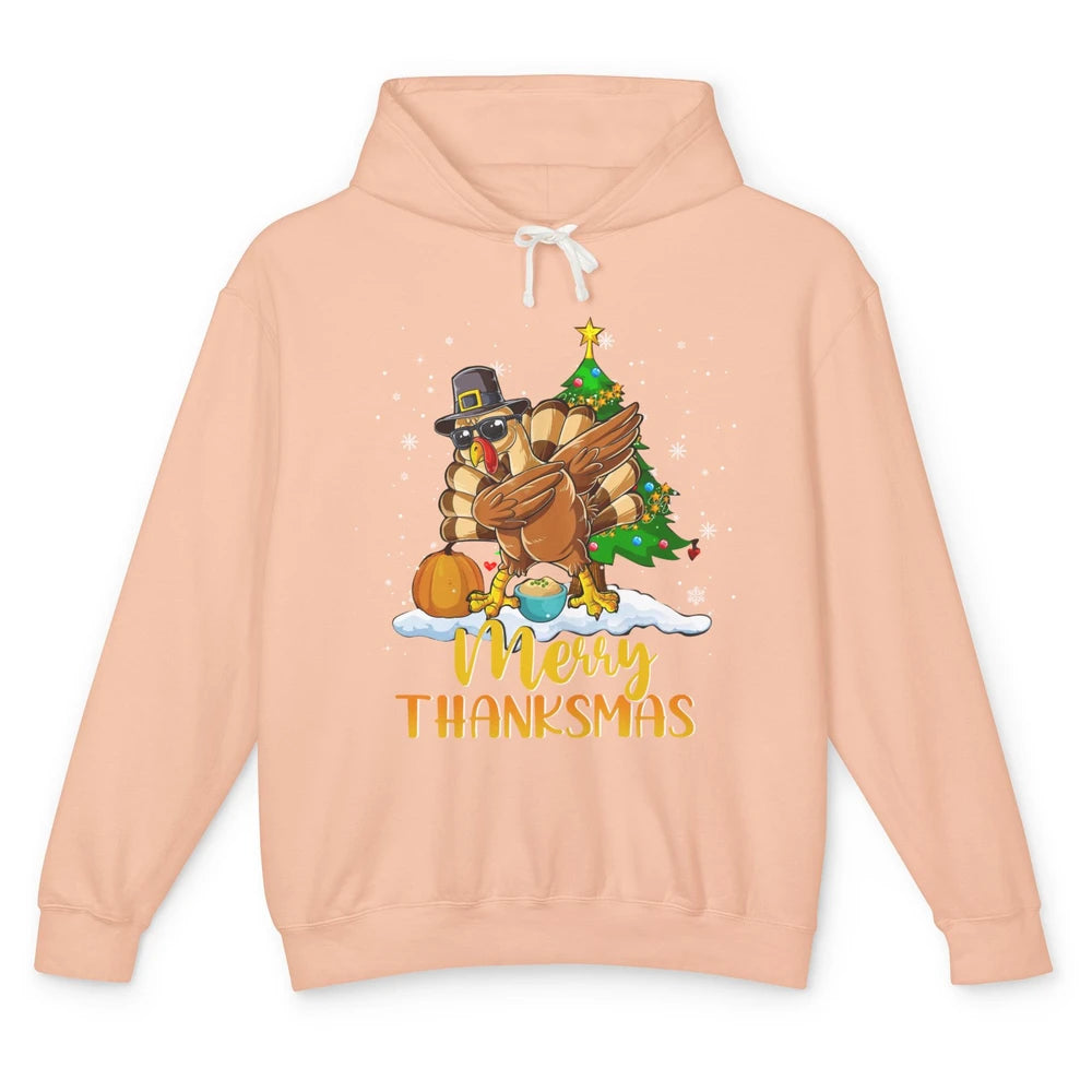 Funny Turkey Merry Thanksmas Christmas Thanksgiving Gift Unisex Lightweight Hoodie