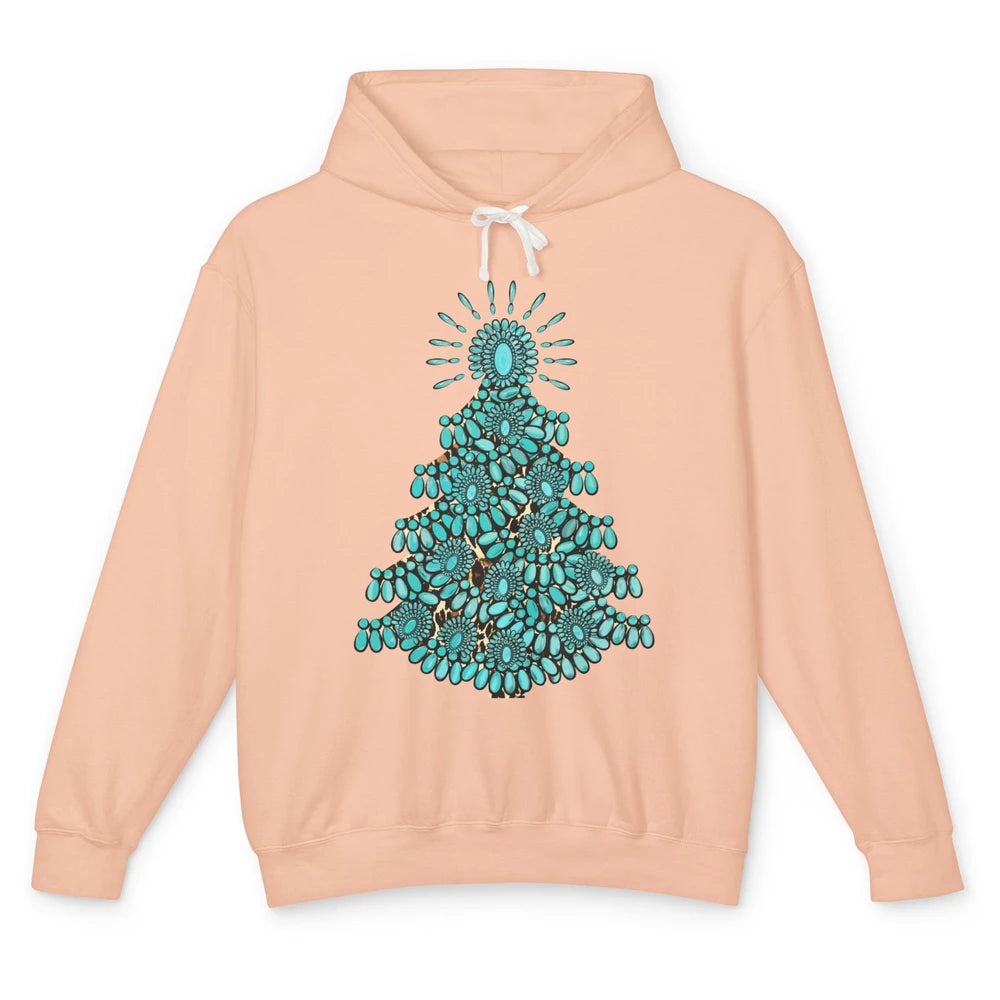 Turquoise Christmas Tree Western Christmas Country Farm Unisex Lightweight Hoodie