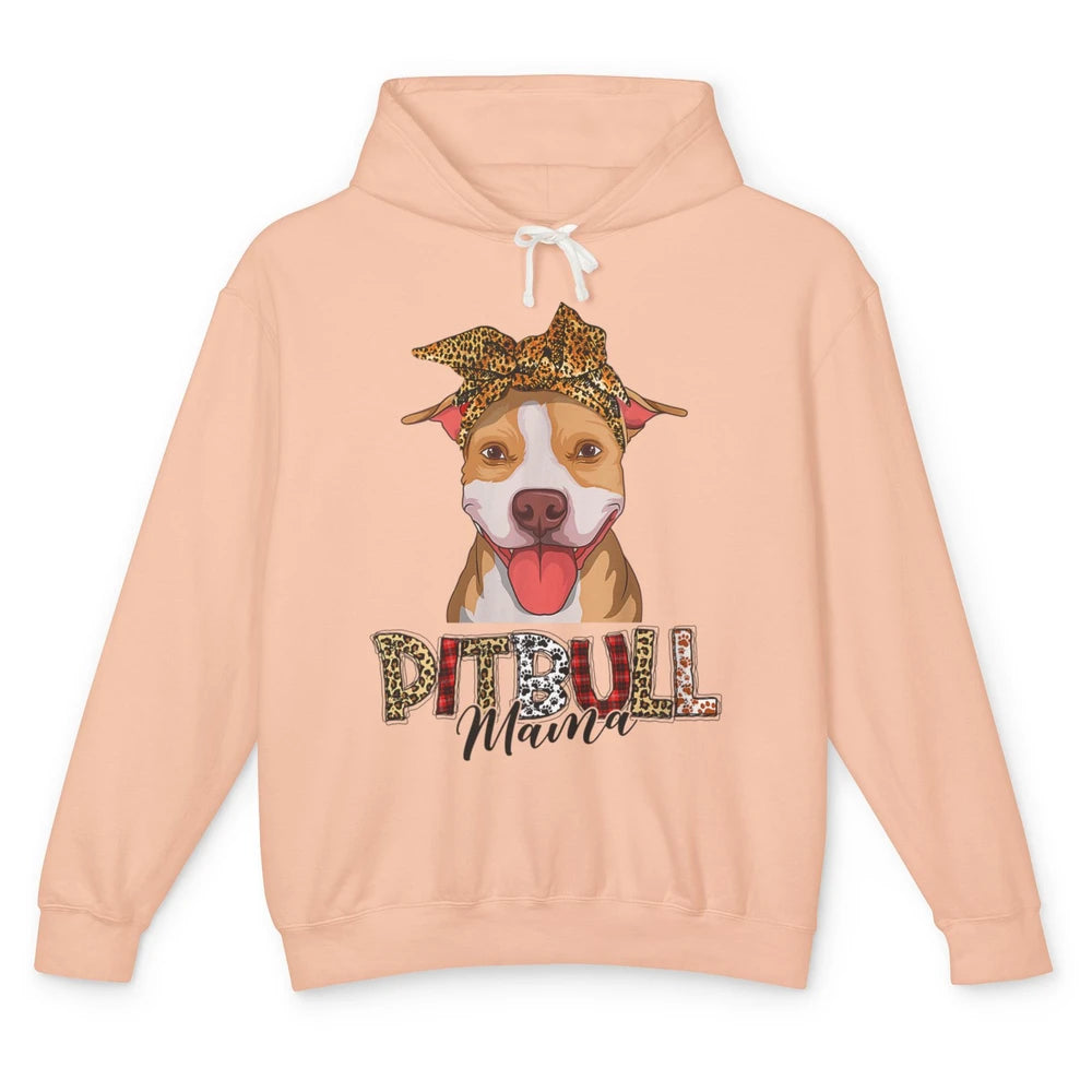 Cute Pitbull Mama Leopard Mothers Day Funny Pittie Women Dog Unisex Lightweight Hoodie