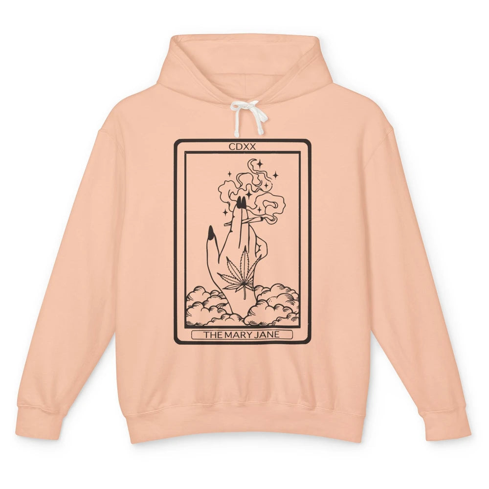 Vintage Weed Mary Jane Tarot Card Weed Smoker Smoking Lady Unisex Lightweight Hoodie