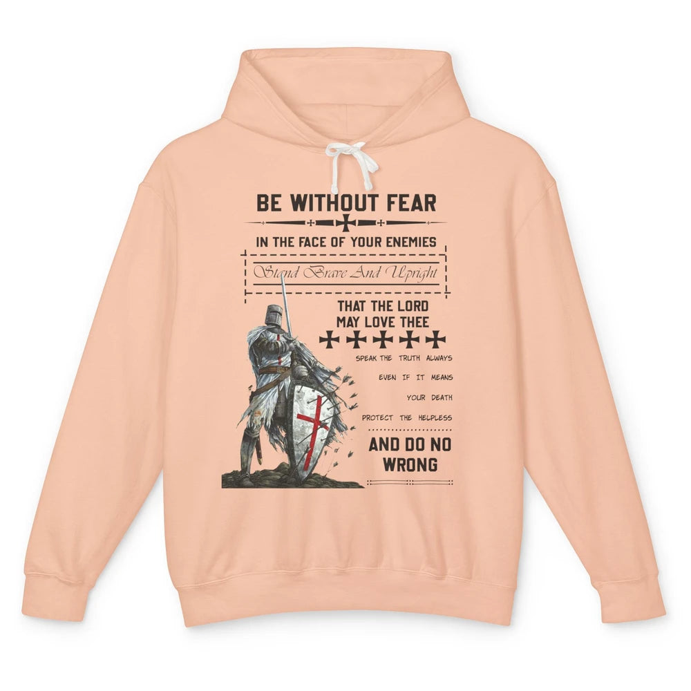 Knight Templar's Oath Be Without Fear In Your Enemies' Face Unisex Lightweight Hoodie