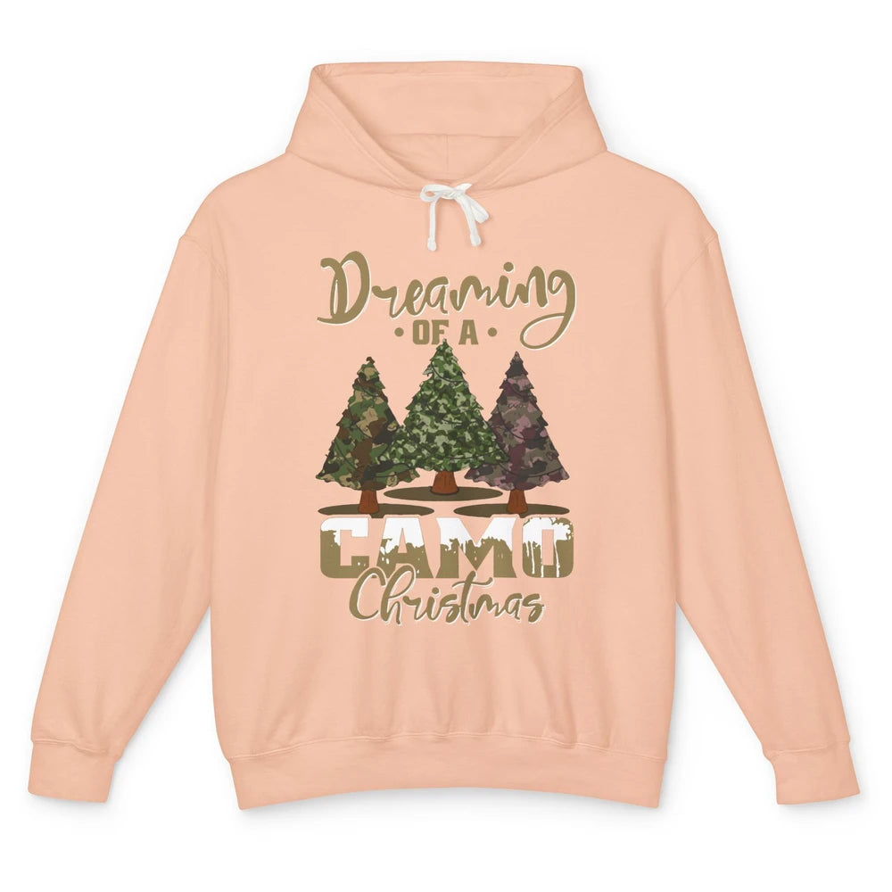 Christmas Tree Dreaming Of A Camo Christmas Veteran Gift Unisex Lightweight Hoodie