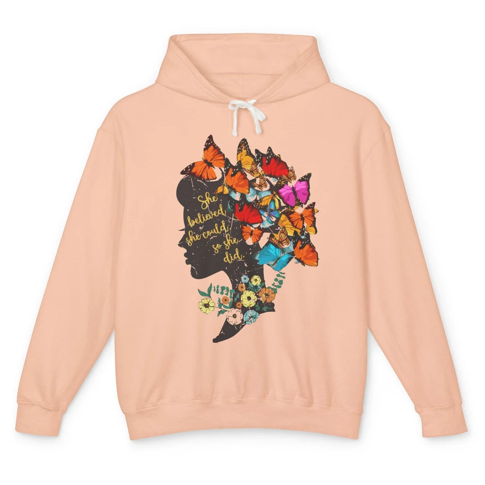 Floral Women Butterfly Inspirational Saying Mental Health Unisex Lightweight Hoodie