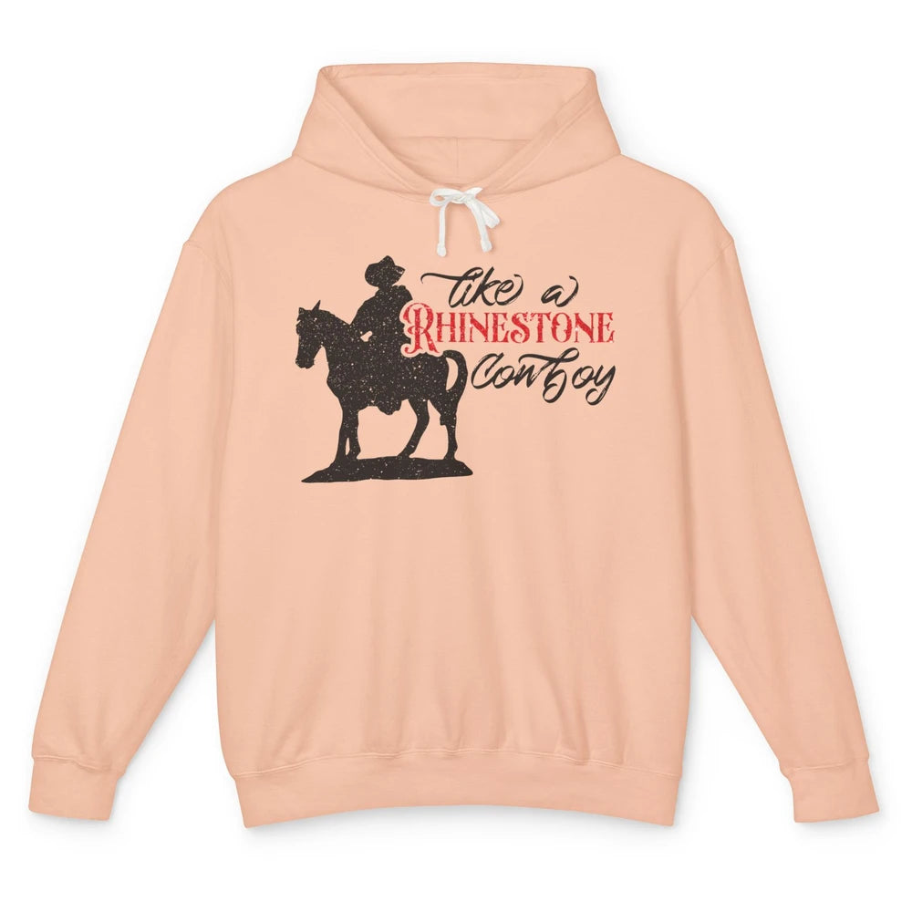 Cowboy Riding Horse Rhinestone Cowboy Western Country Gift Unisex Lightweight Hoodie