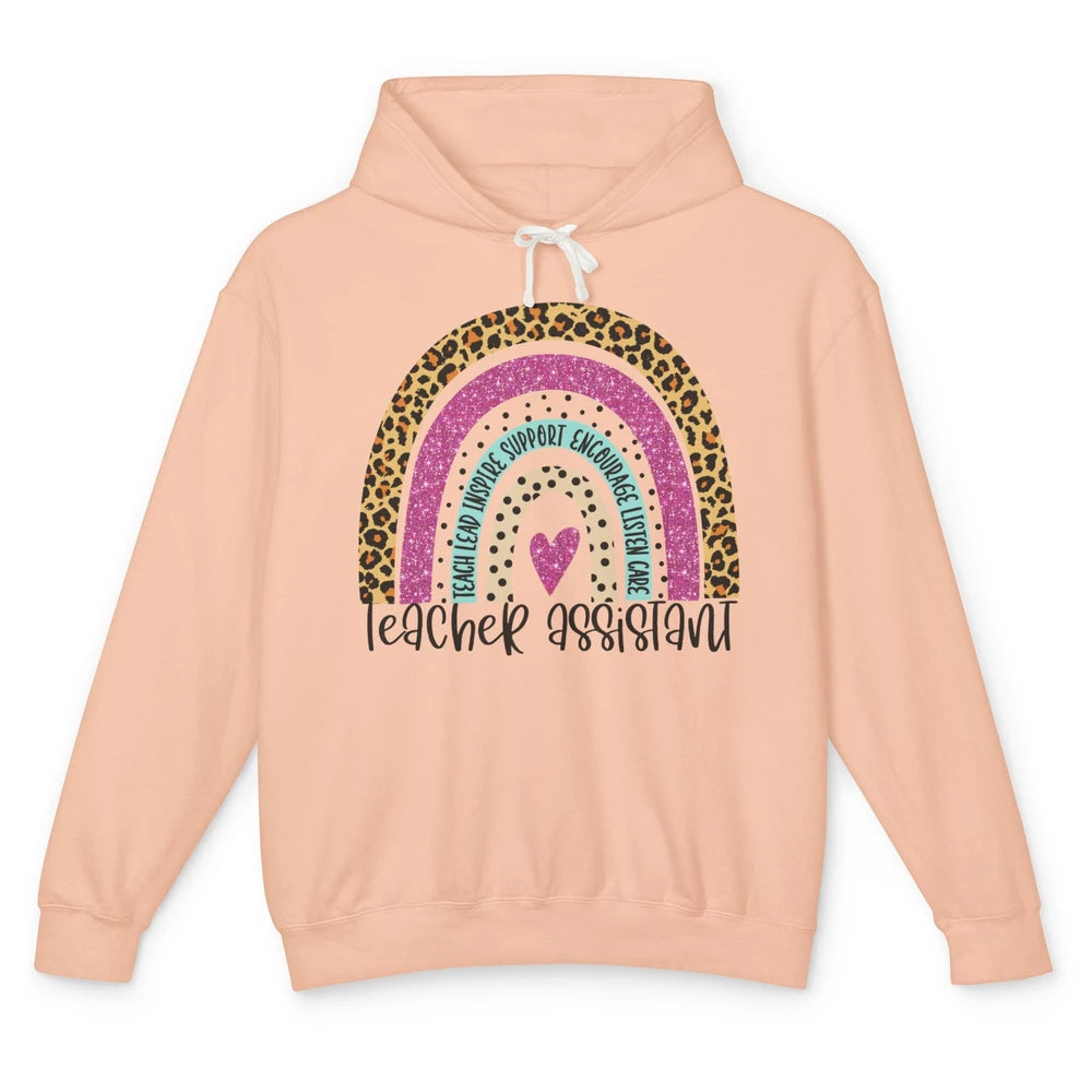 Teacher Assistant Leopard Rainbow Teacher Appreciation Gift Unisex Lightweight Hoodie