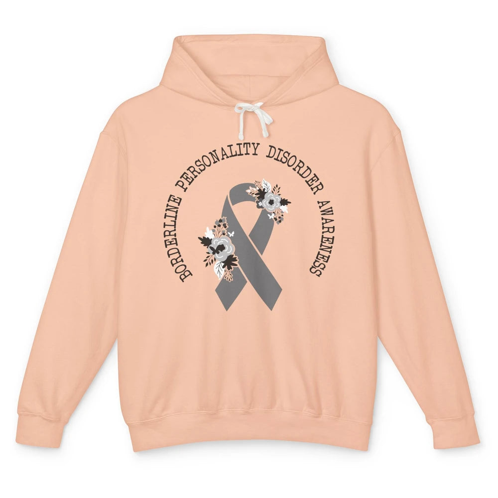 Borderline Personality Disorder Awareness BPD Gray Ribbon Unisex Lightweight Hoodie