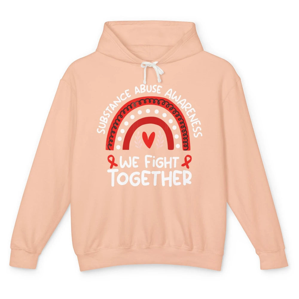 Fight Together Red Rainbow Leopard Substance Abuse Awareness Unisex Lightweight Hoodie