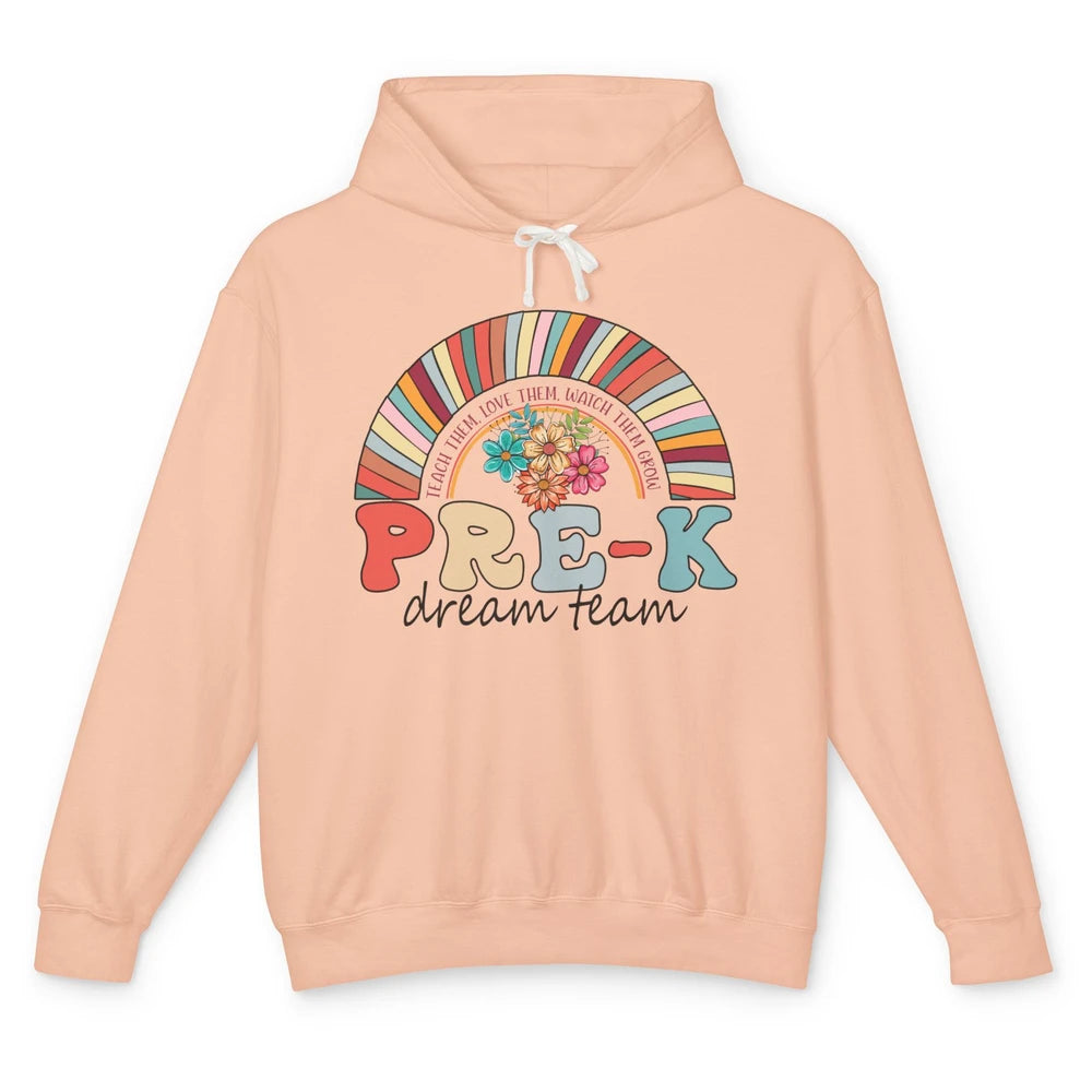 Pre-K Dream Team Rainbow Kinder Pre-K Teacher Back to School Unisex Lightweight Hoodie