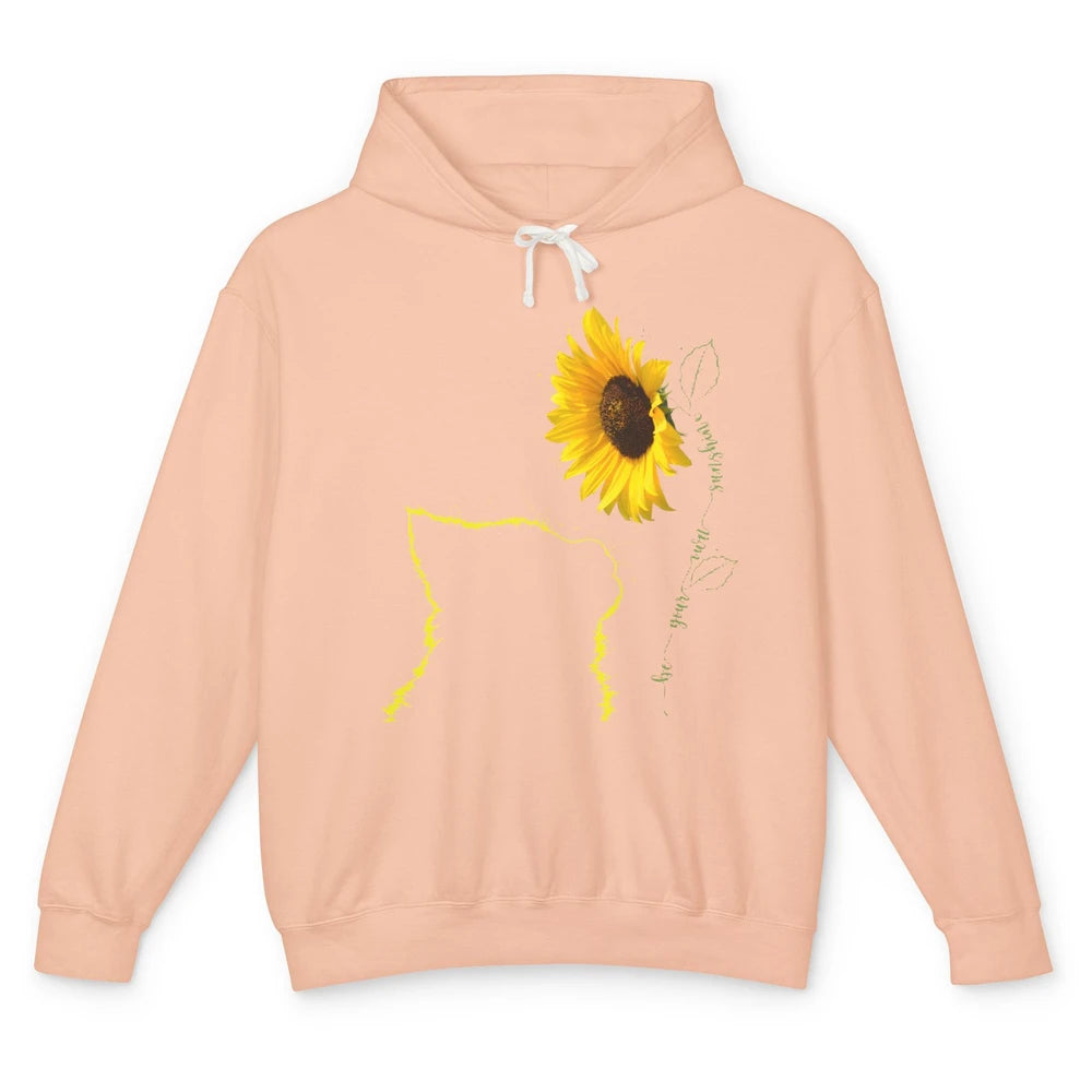 Sunflower Cat Be Your Own Be Your Own Sunshine Cat Mom Lady Unisex Lightweight Hoodie