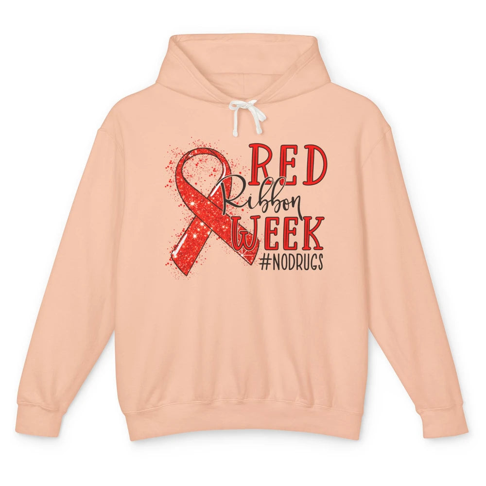 October Red Ribbon Week Awareness No Drugs Drug Free Unisex Lightweight Hoodie