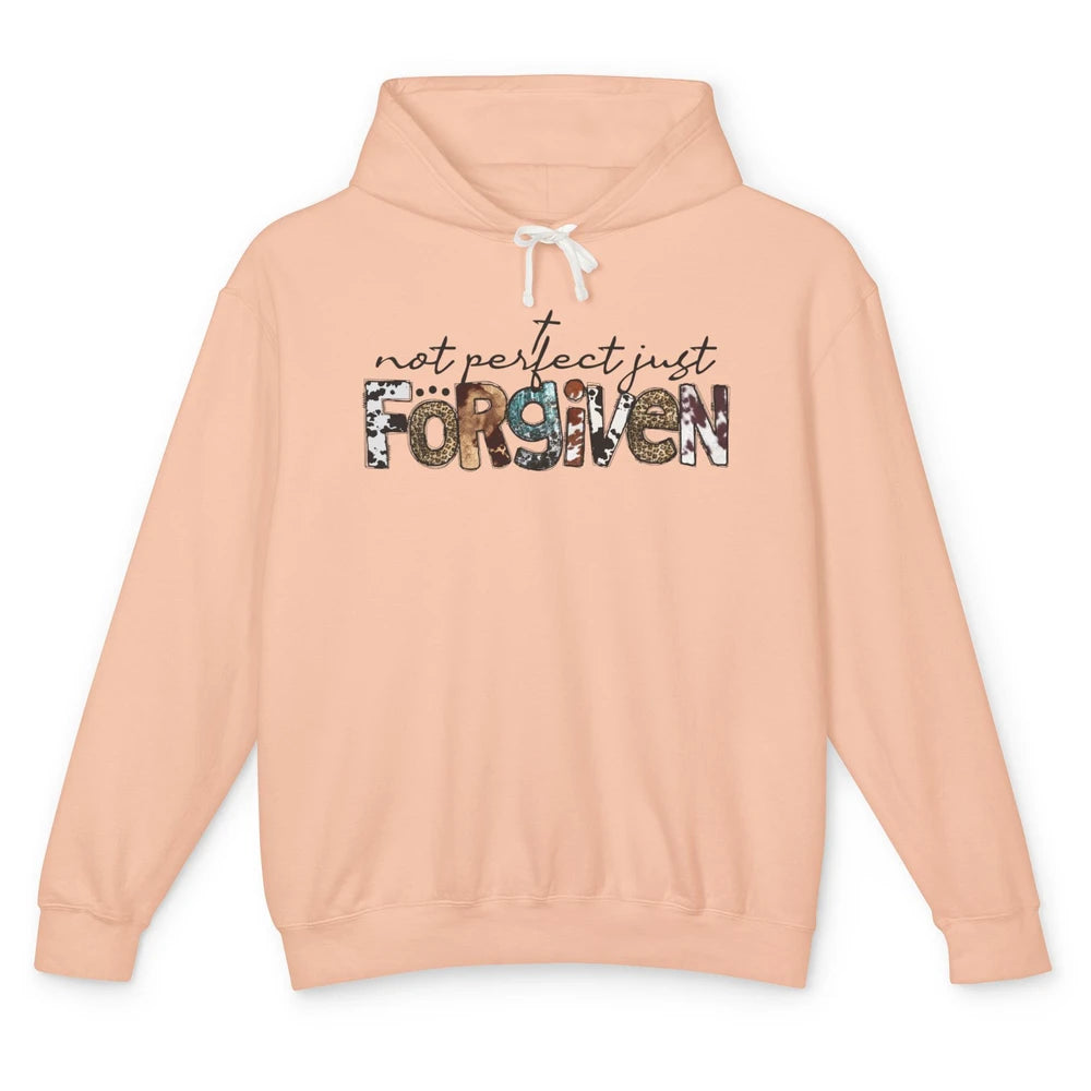 Leopard Not Perfect Just Forgiven Christian Western Country Unisex Lightweight Hoodie