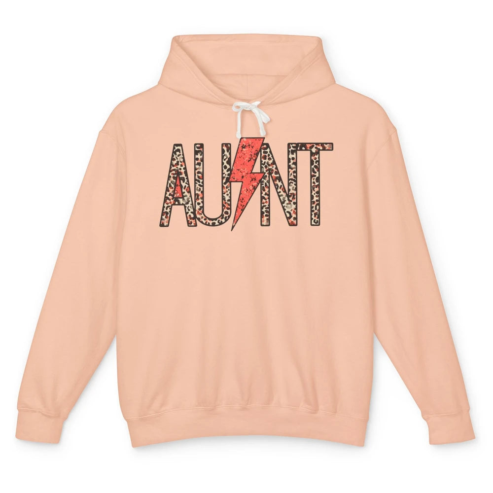 Retro Leopard Aunt Lightning Bolt Western Country Auntie Unisex Lightweight Hoodie