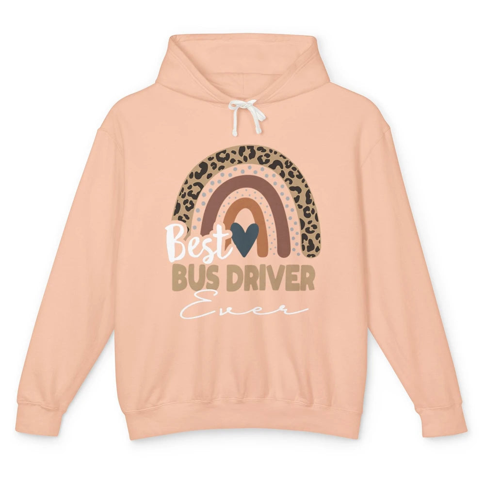 Funny Best School Bus Driver Ever Life Leopard Rainbow Boho Unisex Lightweight Hoodie