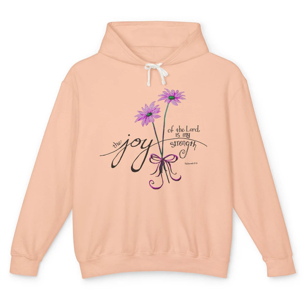 Joy Of Lord My Strength Minimalist Floral Jesus Christian Unisex Lightweight Hoodie