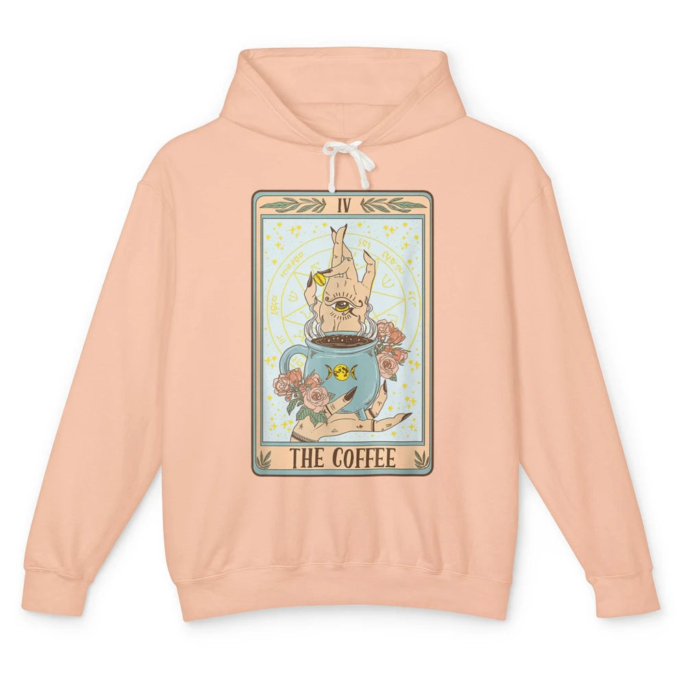 The Coffee Witch Eye Latte Tarot Card Mystical Halloween Unisex Lightweight Hoodie