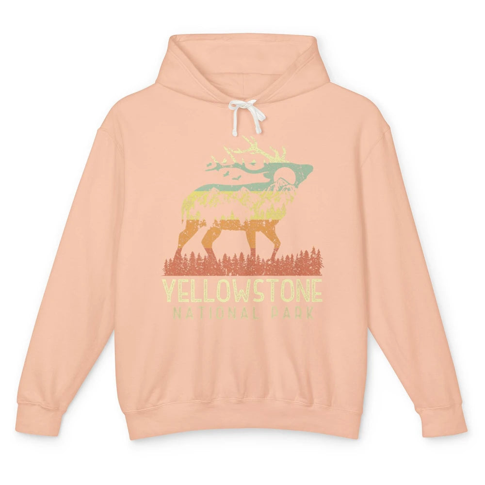 Yellowstone National Park Reindeer Mountains Vintage Outdoor Unisex Lightweight Hoodie