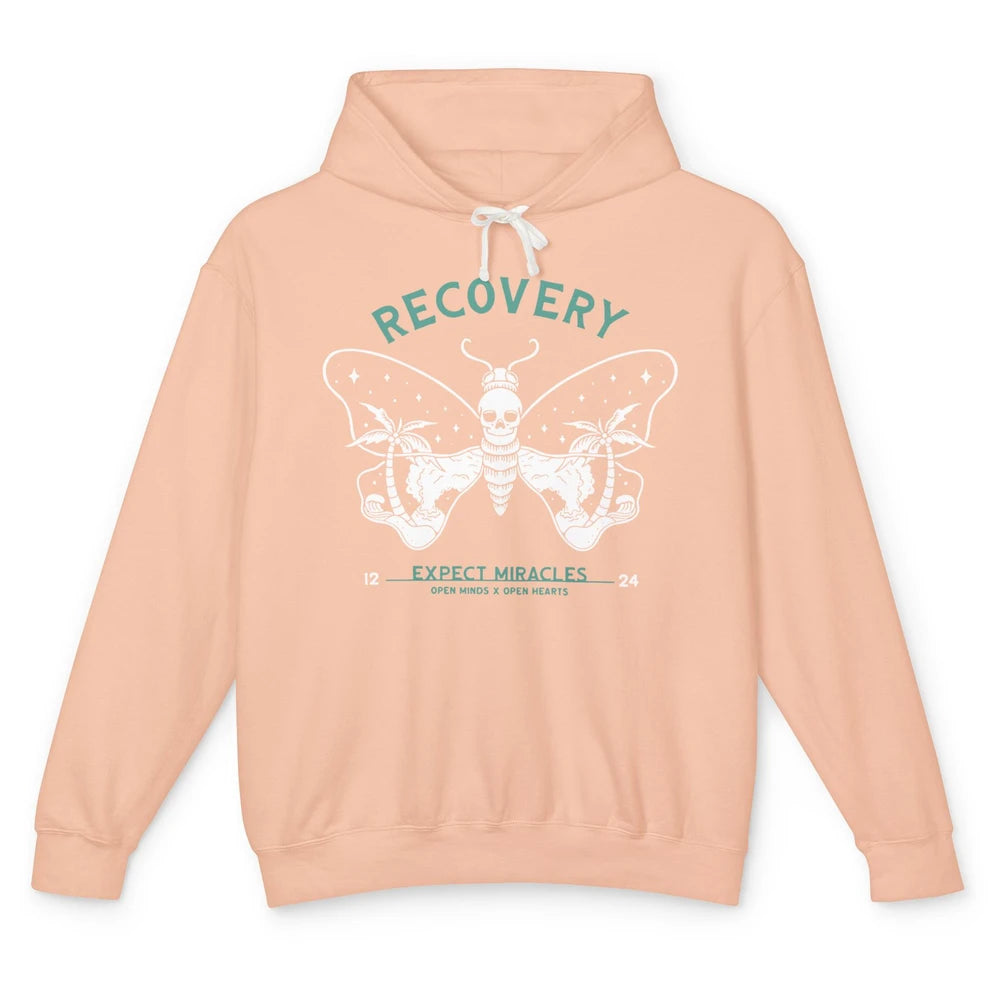 Butterfly Skull Skeleton Addiction Recovery Awareness Gothic Unisex Lightweight Hoodie