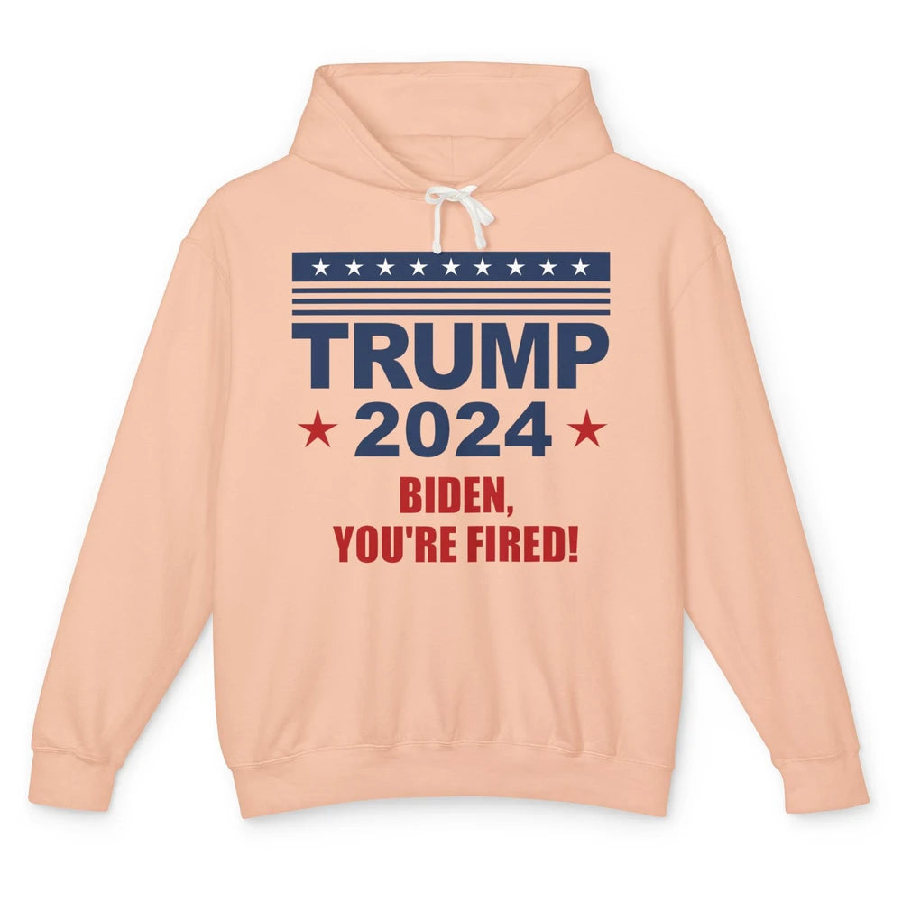 Retro US Flag Trump 2024 Return Biden You're Fired Patriot Unisex Lightweight Hoodie