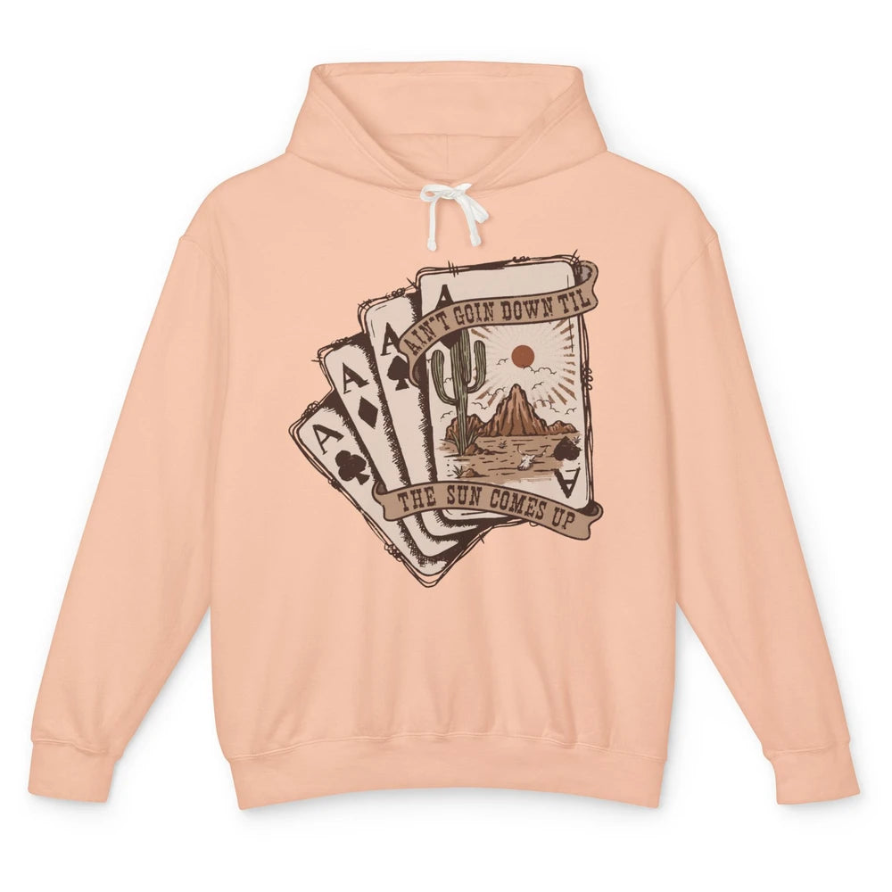 Retro Tarot Cart Desert Ain't Going Down Western Cowboy Unisex Lightweight Hoodie