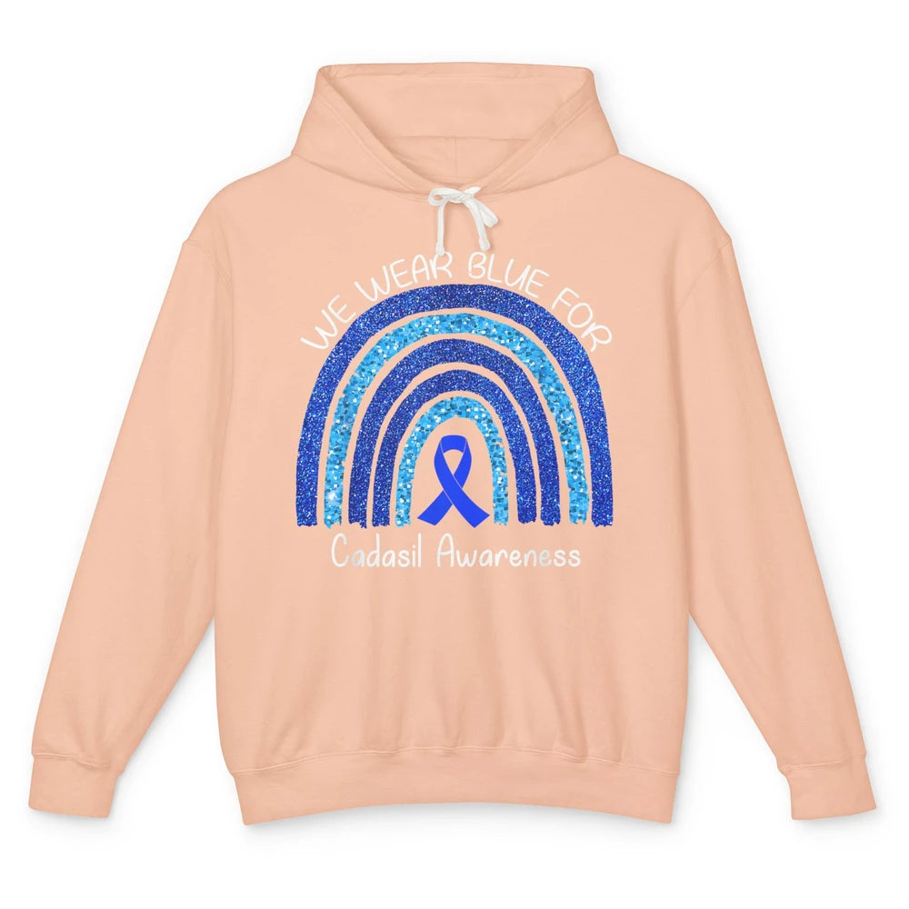 We Wear Blue Rainbow For Cadasil Awareness Month Blue Ribbon Unisex Lightweight Hoodie